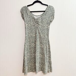 Colorful Planet Teen Aqua Boho Coastal Cowgirl Ditsy Floral Ribbed mini Dress